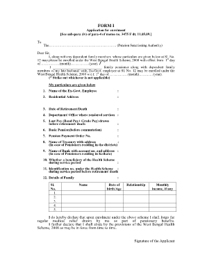 West Bengal Health Scheme Enrollment Application