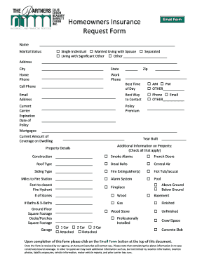 Homeowners Insurance Request Form