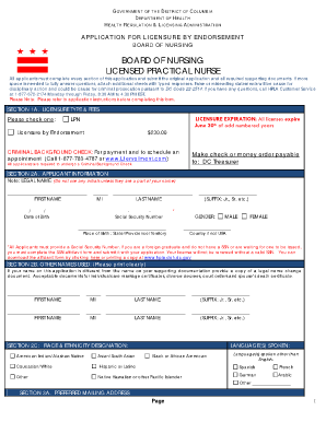 DC Licensed Practical Nurse Licensure by Endorsement Application