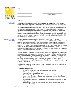 Medical Certification for Nursing Facility/Home-Based Services