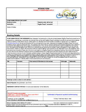 JoyFun Travel Booking Form