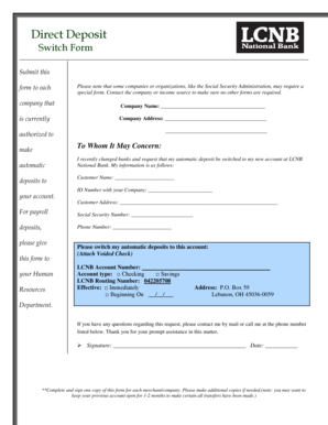 Direct Deposit Switch Form