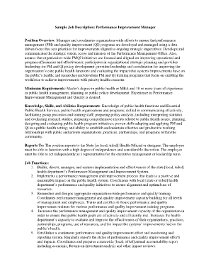 Program manual example - Sample Job Description: Performance Improvement Manager ... - cdc