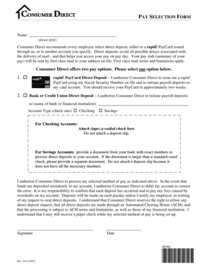 Pay Selection Form