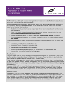 Application to Register Mobile Food Premises