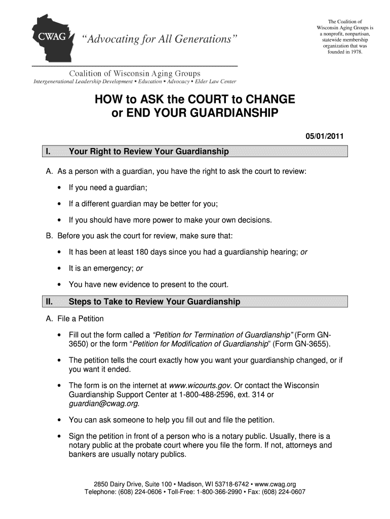 Fillable Online HOW to ASK the COURT to CHANGE or END YOUR GUARDIANSHIP