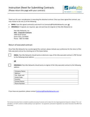 Contract Submission Instruction Sheet