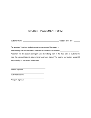 Student Placement Form