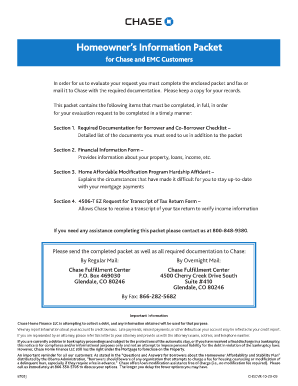 Chase Home Affordable Modification Program Packet