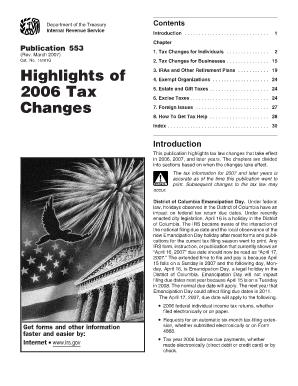 IRS Publication 553 Tax Changes