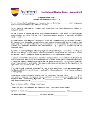 Informed Consent Form for Research Study
