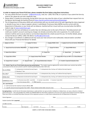 Parent PLUS Loan Request Form