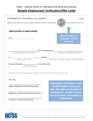 Sample Employment Verification/Offer Letter - Dashew Center - internationalcenter ucla