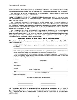 California Aircraft Fuel Exemption Certificate