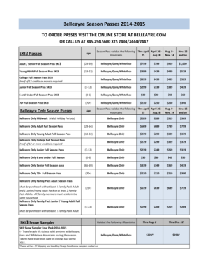 Belleayre Season Pass Application 2014-2015