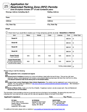 Application for Restricted Parking Zone Permits