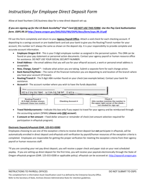 Oregon Employee Direct Deposit Form