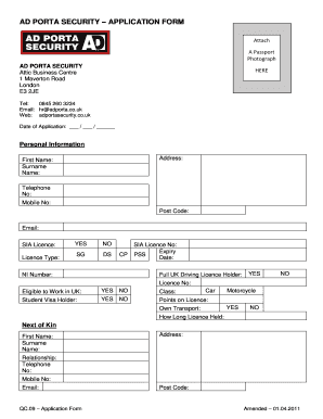 AD Porta Security Application Form
