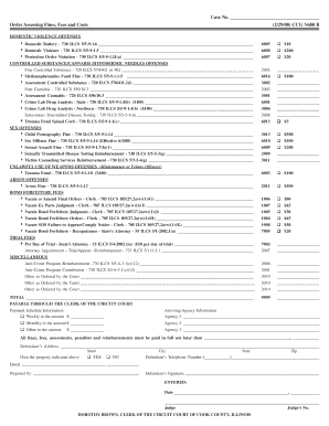 Illinois Court Order Assessing Fines and Fees