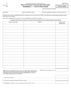 New York State Beer Tax Schedule MT-51