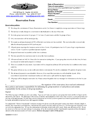 Restaurant booking form - Reservation policy. Sale of surplus