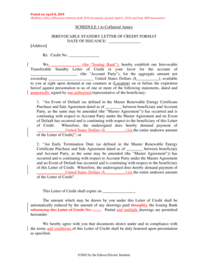 Irrevocable Standby Letter of Credit Format