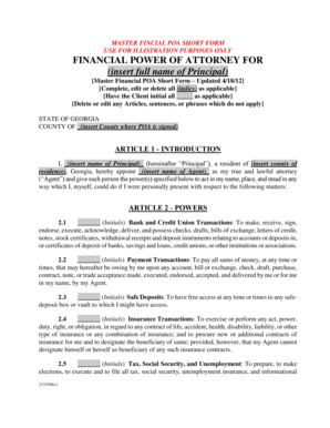 Georgia Financial Power of Attorney Form