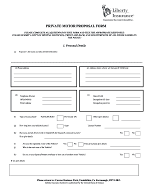 Private Motor Proposal Form