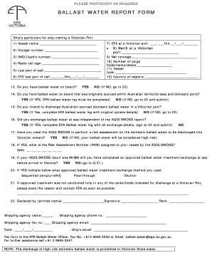 Ballast Water Report Form