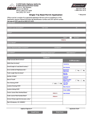 E-470 Single-Trip Road Permit Application