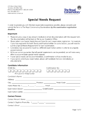 Special Needs Request Form
