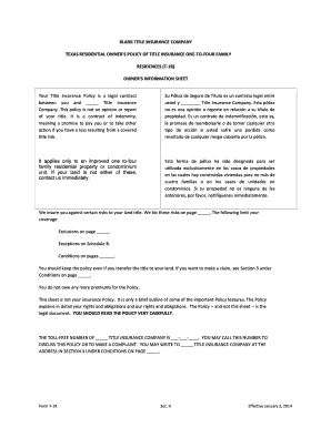 Texas Residential Owner's Title Insurance Policy