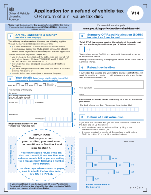 UK Vehicle Tax Refund Application V14