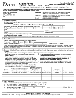Aetna Global Benefits Claim Form