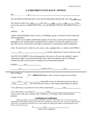 Illinois Landlord Five Days' Notice