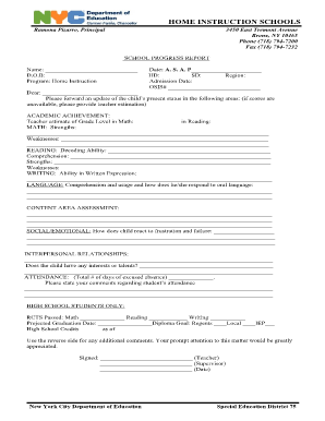 Progress Report Academic