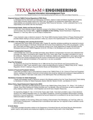 Required Information Acknowledgement Form