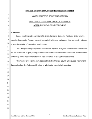 Domestic Relations Order for Orange County Employees' Retirement