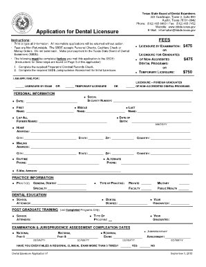 Texas Dental Licensure Application