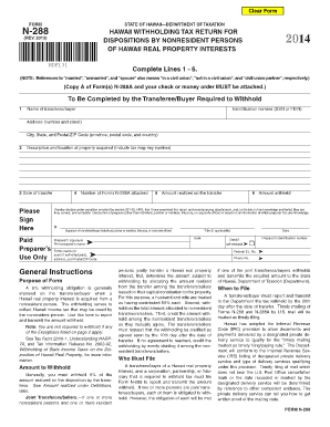 Hawaii Withholding Tax Return for Dispositions by Nonresident Persons