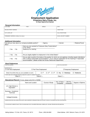 Employment Application Form