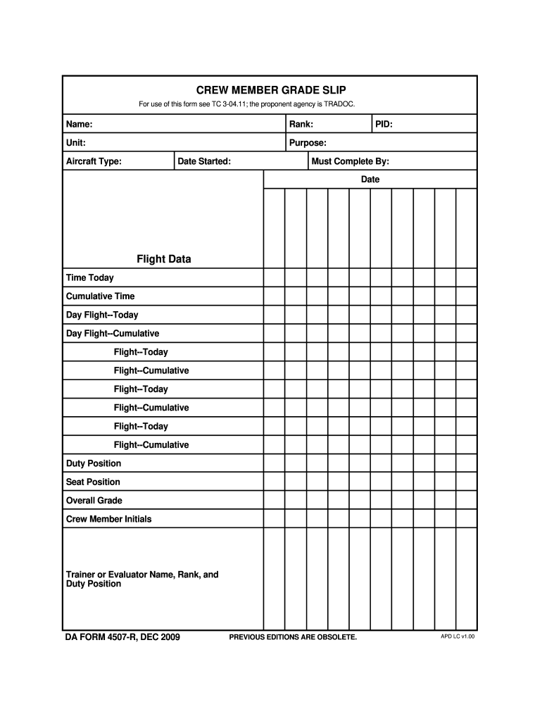 Da Form 4507 R - Fill Online, Printable, Fillable, Blank | pdfFiller