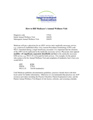 Initial Annual Wellness Visit (G0438 Dx V70. Form used to track hazardous waste from generator?s site to the site of its disposition. - acponline