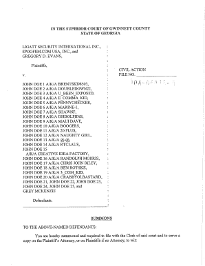 Fillable Online eff In the superior court of gwinnett county state of ...