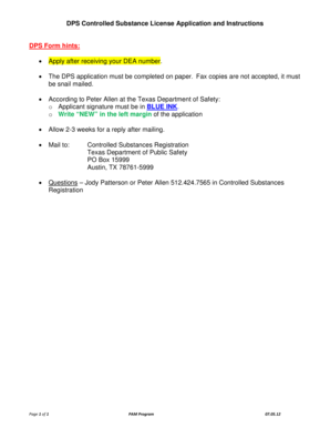 Texas Controlled Substance License Application