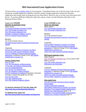 SBA Guaranteed Loan Application Forms