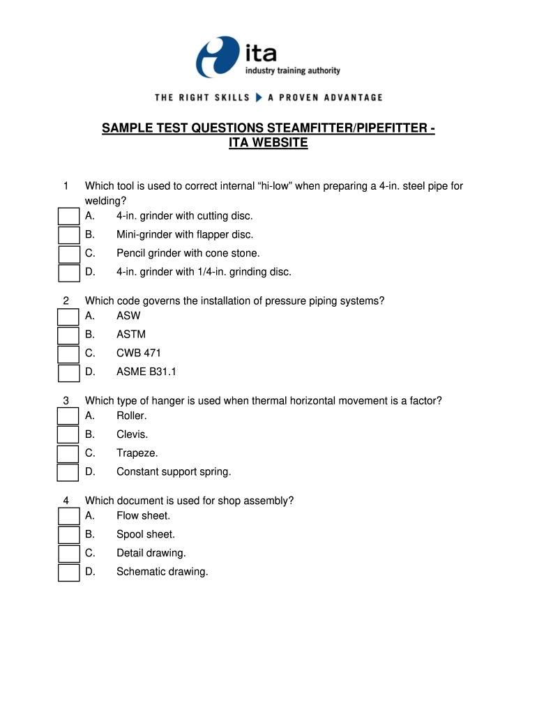 Pipefitter Practice Test With Answers Fill Online, Printable, Fillable, Blank pdfFiller
