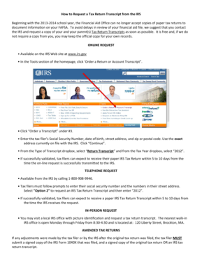 IRS Tax Return Transcript Request
