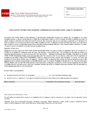 New York Workers' Compensation and Employers' Liability Insurance Application