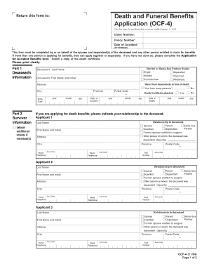 Death and Funeral Benefits Application